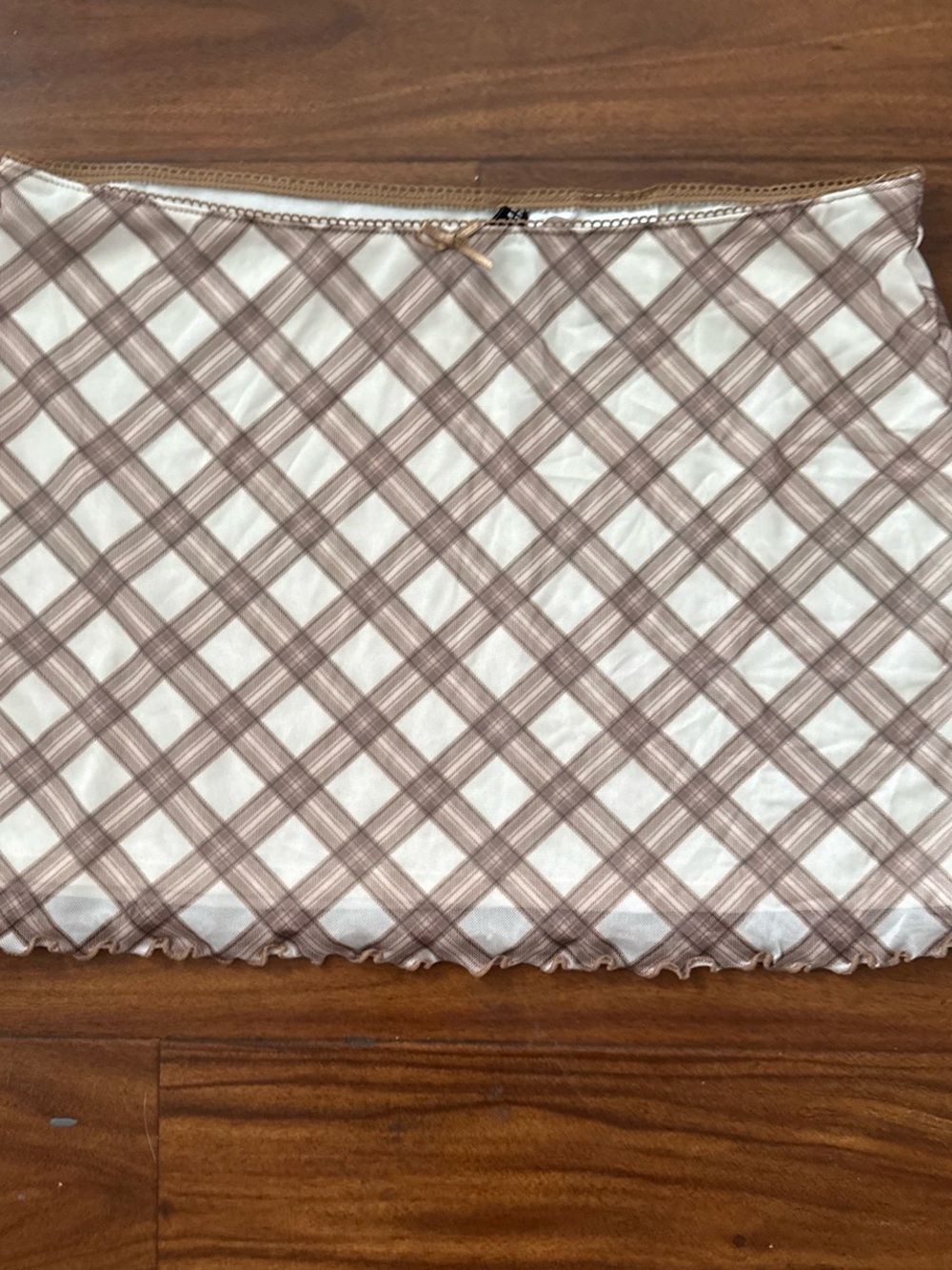 H&M Cream and Brown Plaid Mini Skirt